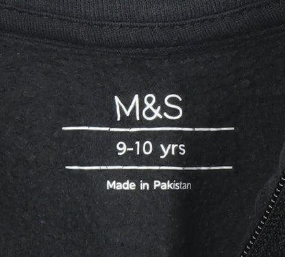 Marks and Spencer Boys Black Fleece Hoodie 9-10 Years