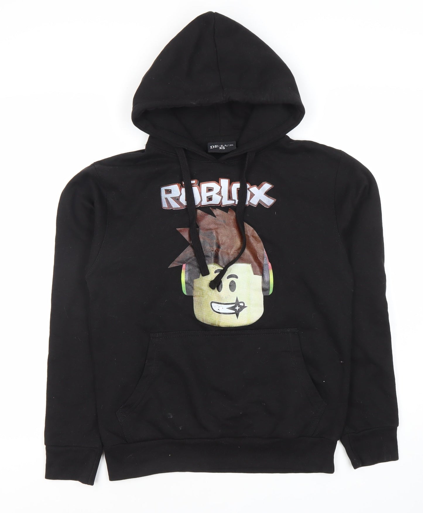 DE-LUX Unisex Adults Black XS Hoodie with Graphic Print
