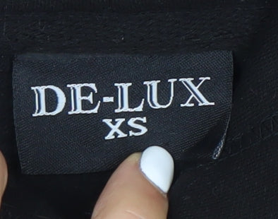 DE-LUX Unisex Adults Black XS Hoodie with Graphic Print