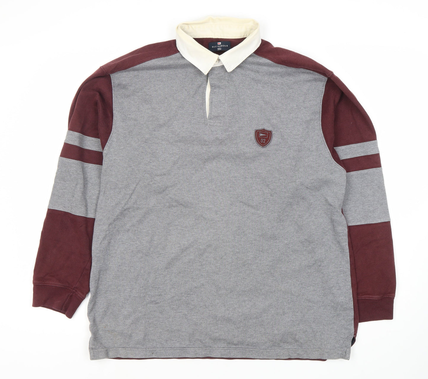 Marks and Spencer Men's Grey Polo Medium Long Sleeve