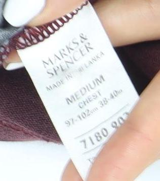 Marks and Spencer Men's Grey Polo Medium Long Sleeve