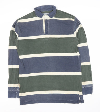 Mobaco Men's Multicoloured Striped Polo Shirt, Long Sleeve