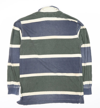 Mobaco Men's Multicoloured Striped Polo Shirt, Long Sleeve