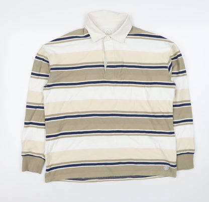 Marks and Spencer Men's Beige Striped Polo S