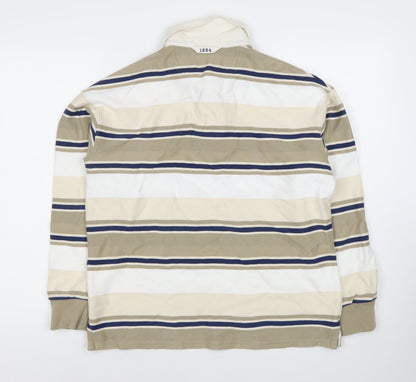 Marks and Spencer Men's Beige Striped Polo S