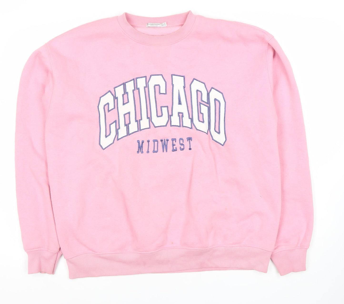 Stradivarius Women's Pink Graphic Pullover Sweatshirt, Size 10