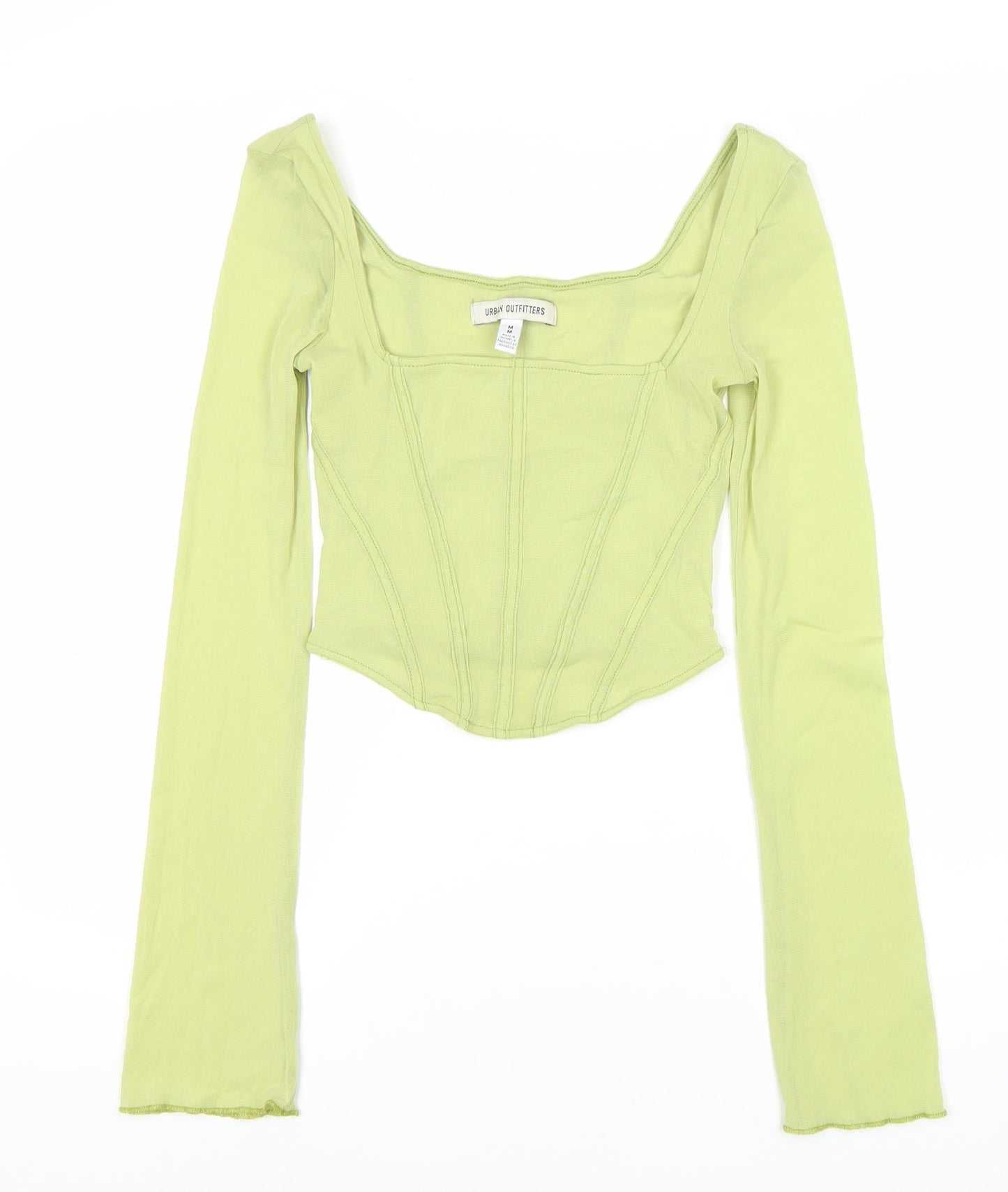 Womens UK Size M Urban Outfitters Green Cropped Blouse