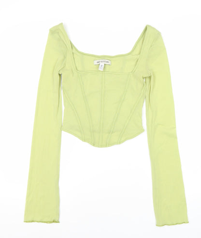 Womens UK Size M Urban Outfitters Green Cropped Blouse