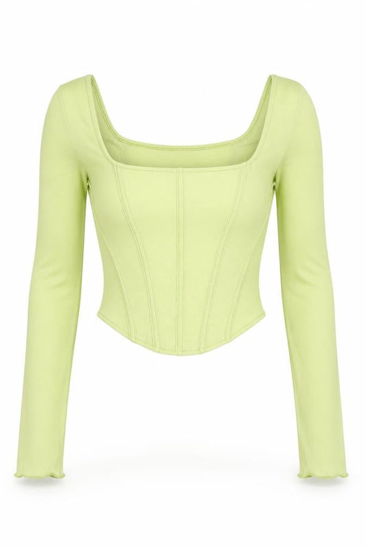 Womens UK Size M Urban Outfitters Green Cropped Blouse
