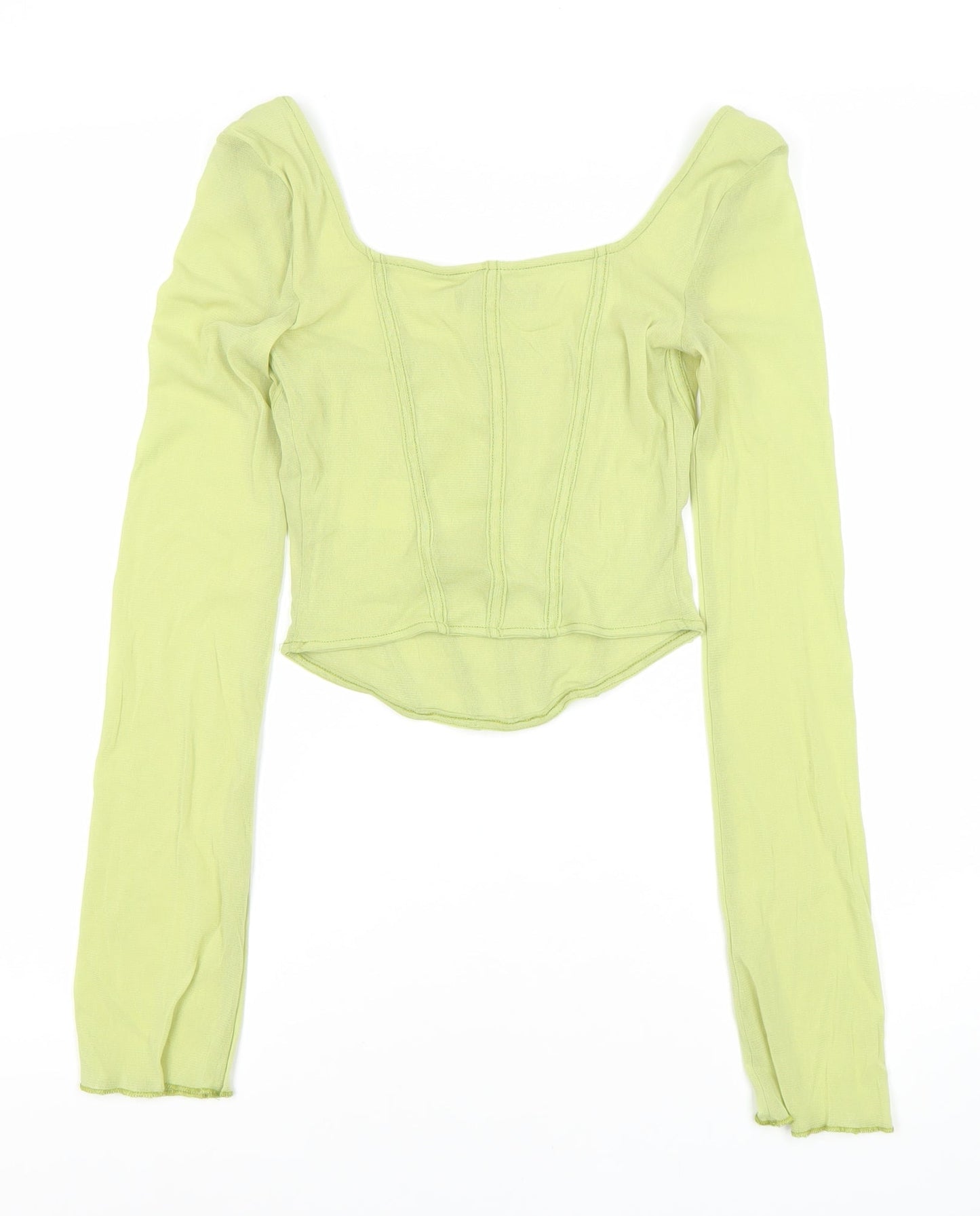 Womens UK Size M Urban Outfitters Green Cropped Blouse