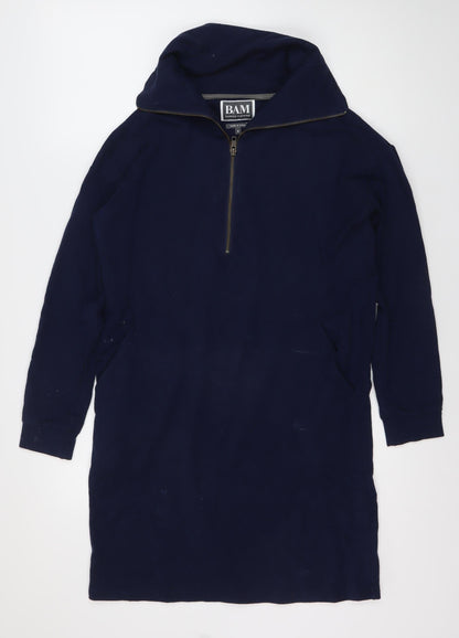 BAM Women's Blue Long Sleeve Hooded Dress - Size 8