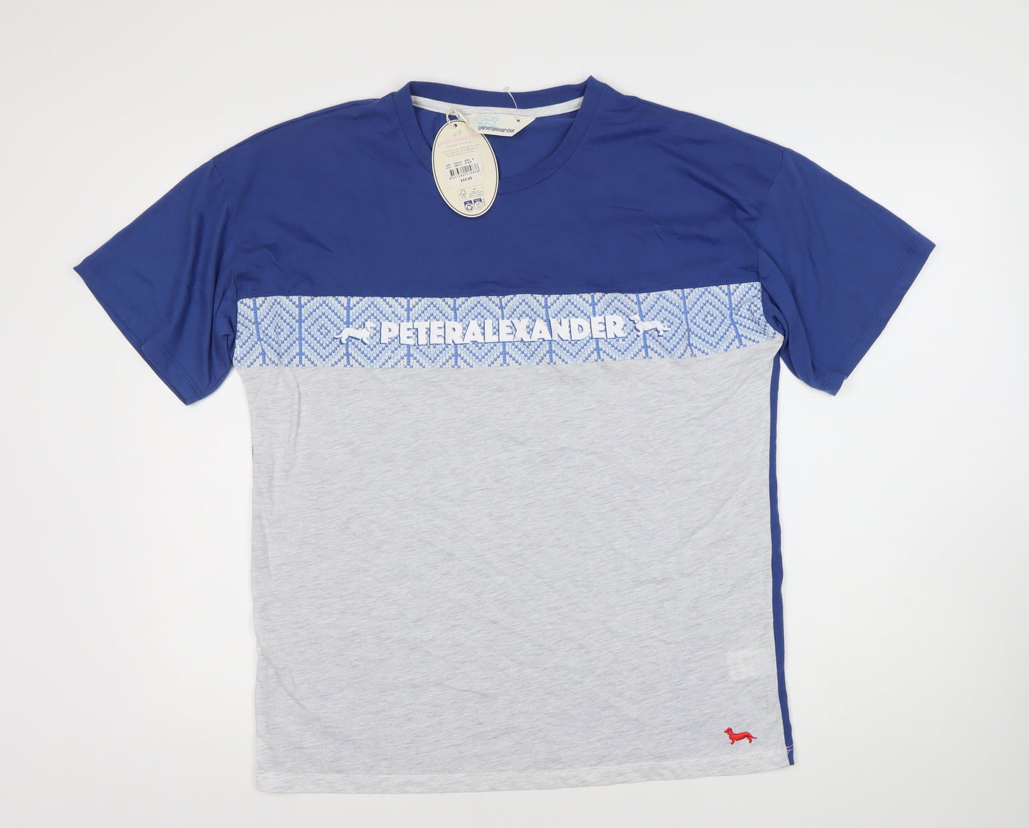 Peter Alexander Men's Blue Geometric Logo T-Shirt M