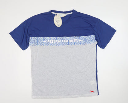 Peter Alexander Men's Blue Geometric Logo T-Shirt M