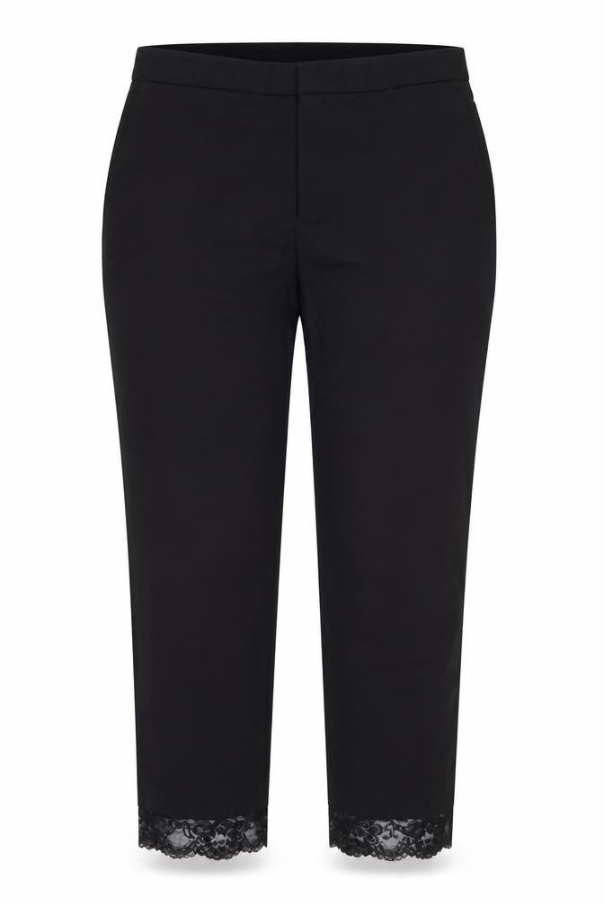 Womens UK Size L Zara Basic Regular Fit Cropped Black Trousers
