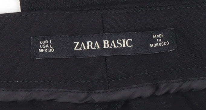 Zara Basic Women's Black Cropped Trousers, Size L, Lace Detail