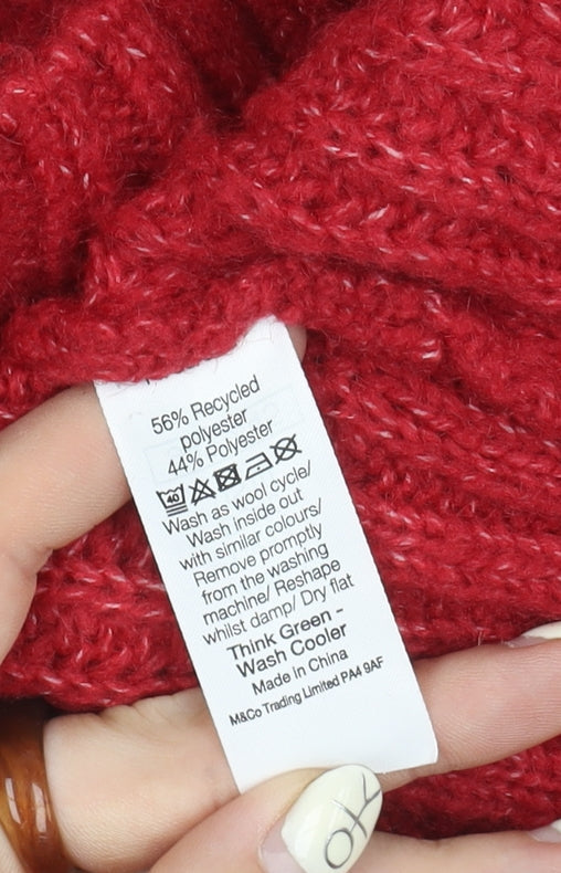 Womens UK Size 14 M&Co Red Pullover Jumper