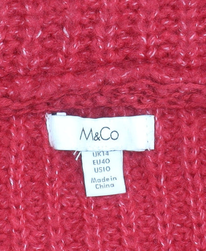 Womens UK Size 14 M&Co Red Pullover Jumper