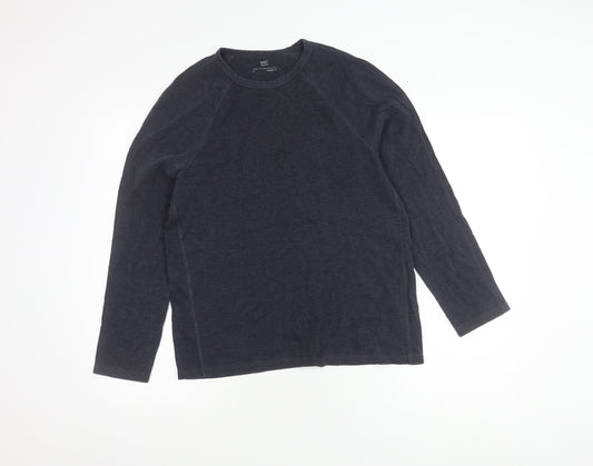 Marks and Spencer Men's Blue Long Sleeve T-Shirt, S