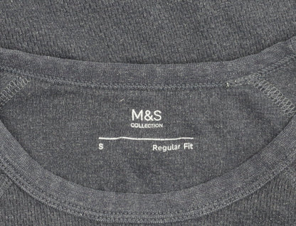 Marks and Spencer Men's Blue Long Sleeve T-Shirt, S