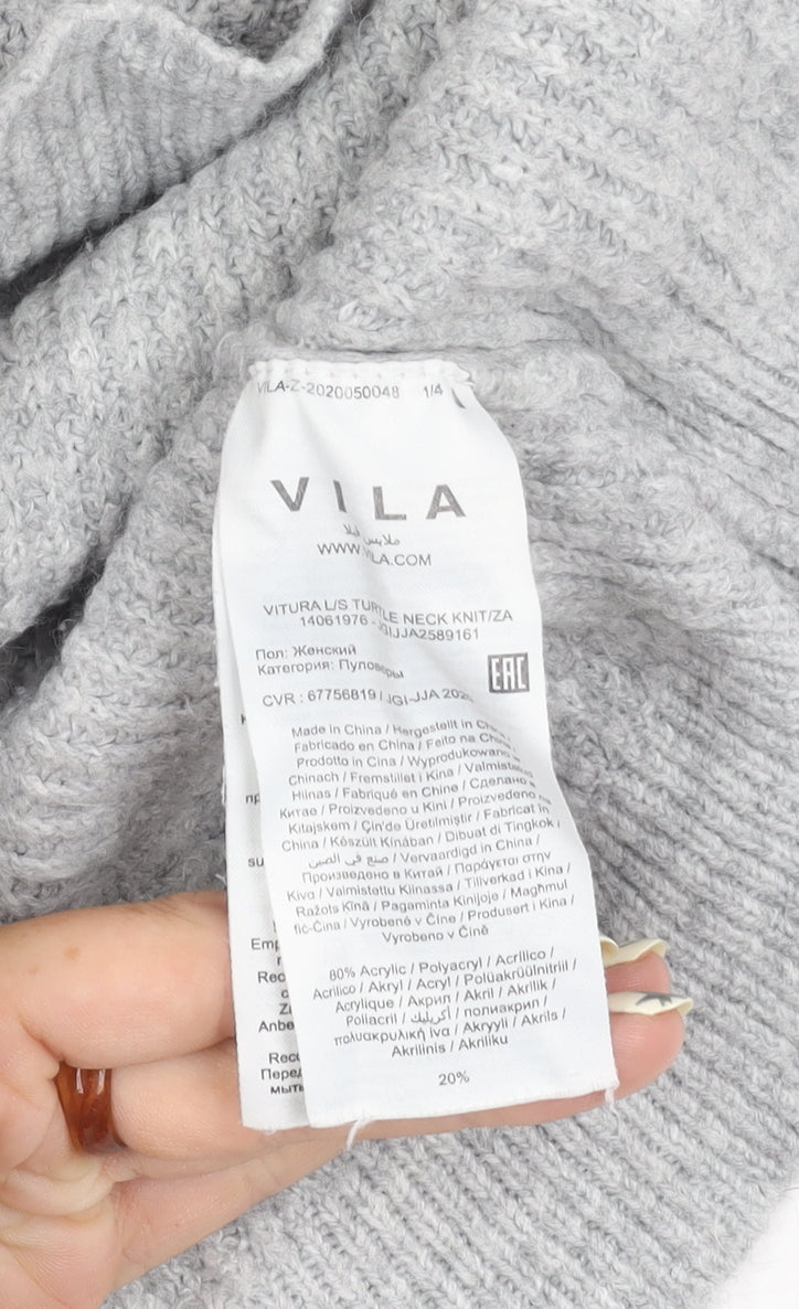 Womens UK Size S VILA Grey Pullover Jumper