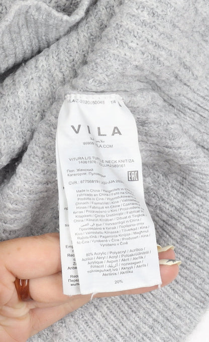 Womens UK Size S VILA Grey Pullover Jumper