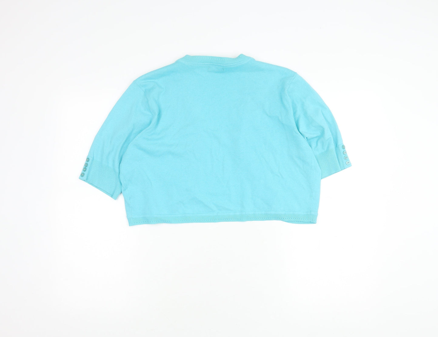 M&Co Women's Blue Cropped Cardigan XL Casual