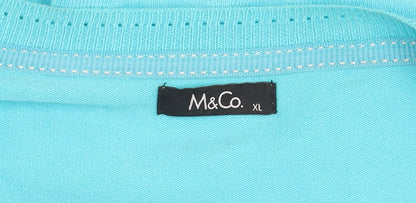 M&Co Women's Blue Cropped Cardigan XL Casual