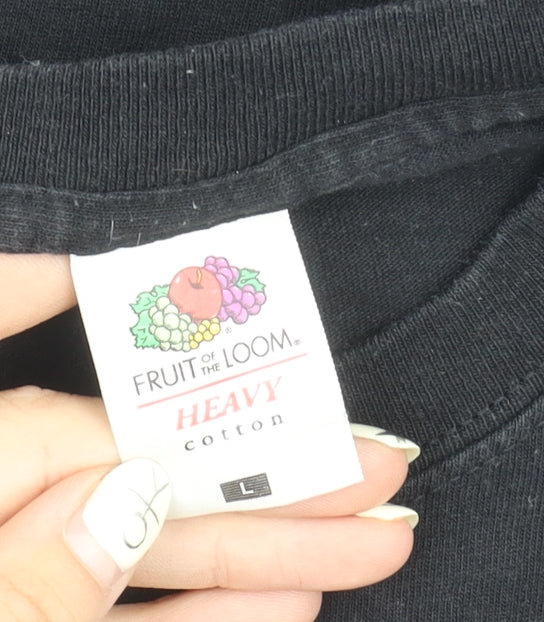 Mens UK Size L Fruit of the Loom Black  T-Shirt