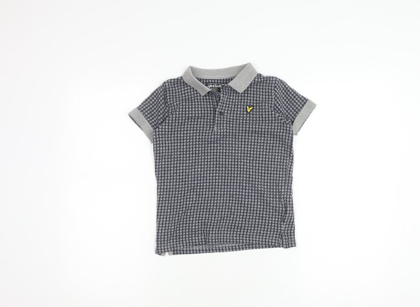Lyle & Scott Boys Grey Houndstooth Polo Shirt 8-9 Years