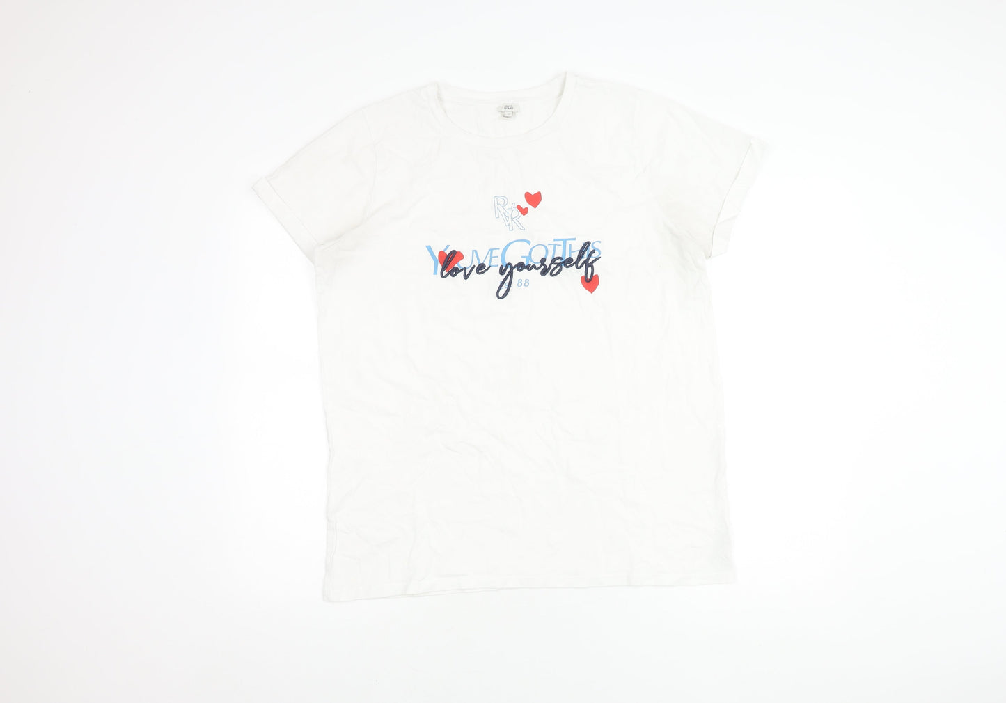 Womens UK Size 12 River Island White  T-Shirt