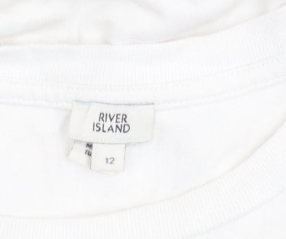 Womens UK Size 12 River Island White  T-Shirt