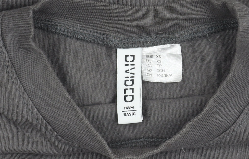 Womens UK Size XS H&M Grey Basic T-Shirt