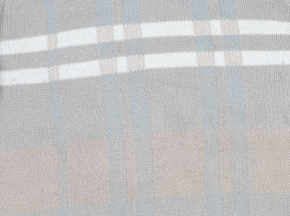 Burton Menswear Beige Plaid Crew Neck Jumper Size L