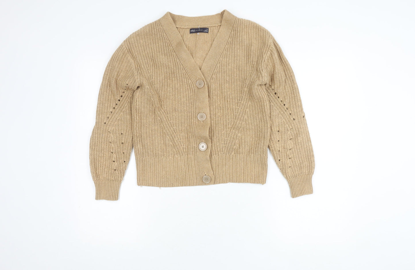 Womens UK Size XS Marks and Spencer Beige Cardigan Jumper