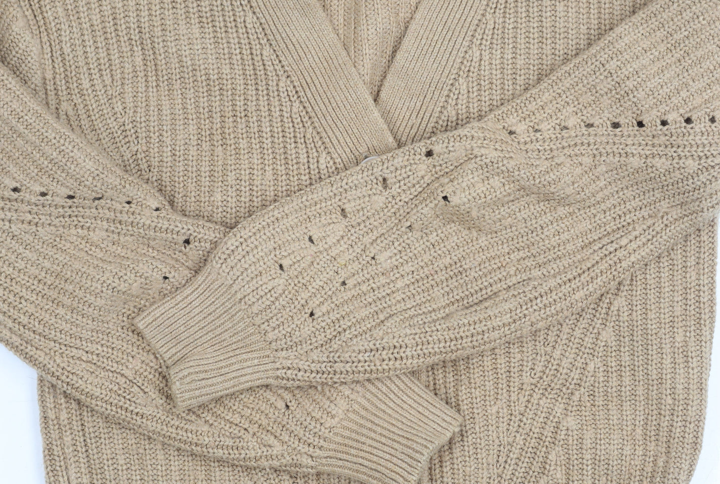 Womens UK Size XS Marks and Spencer Beige Cardigan Jumper