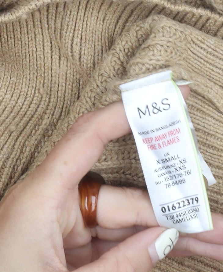 Womens UK Size XS Marks and Spencer Beige Cardigan Jumper