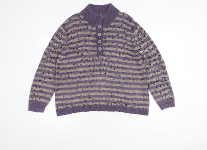 Damart Women's Purple Henley Jumper XL