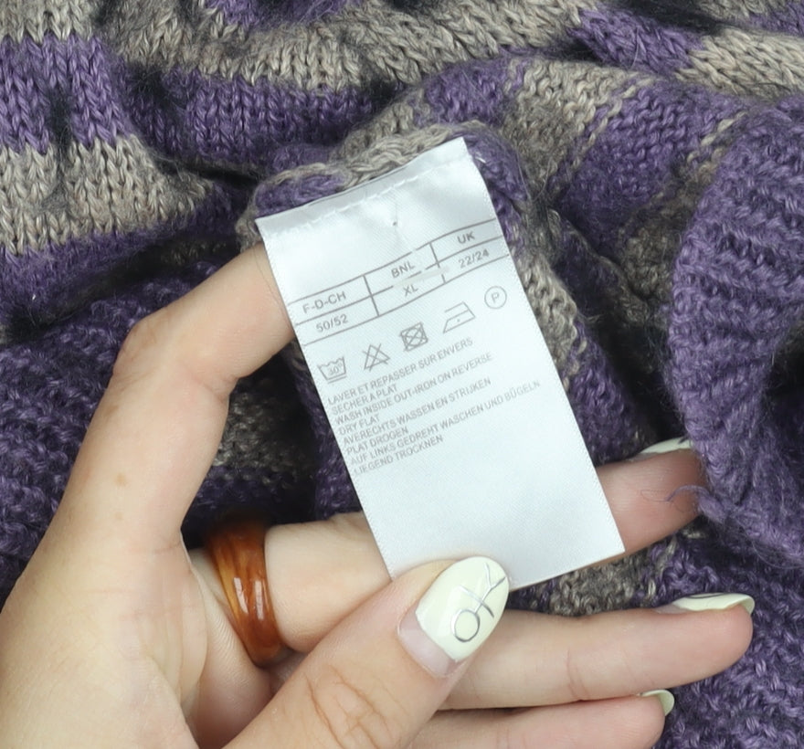 Damart Women's Purple Henley Jumper XL