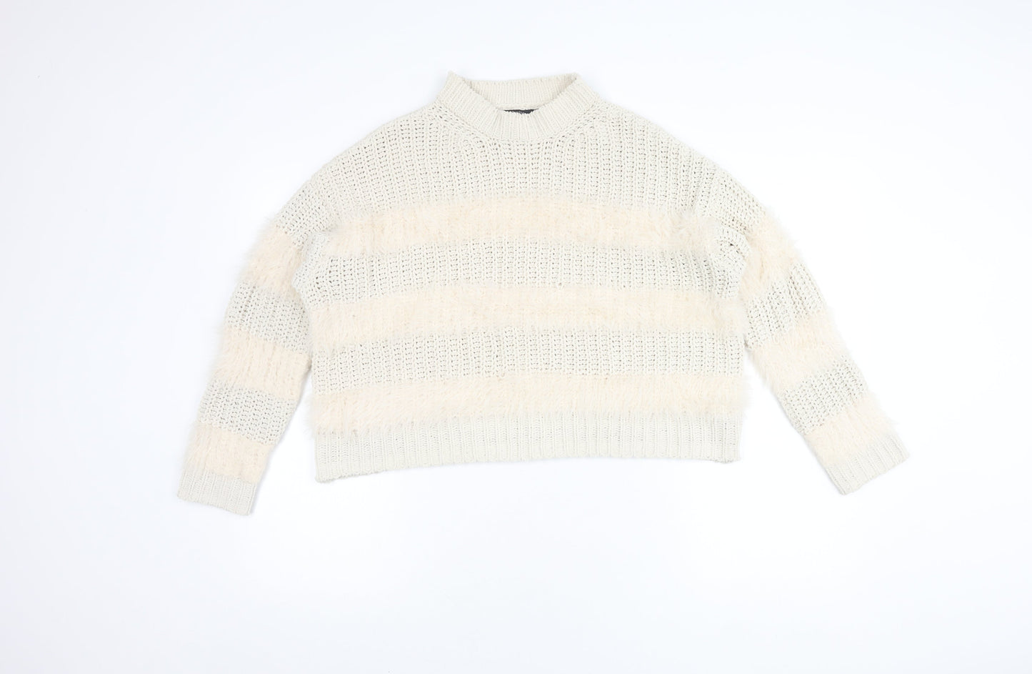 Womens UK Size 2 Bershka Ivory Pullover Jumper