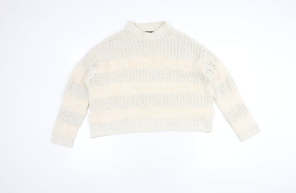 Womens UK Size 2 Bershka Ivory Pullover Jumper