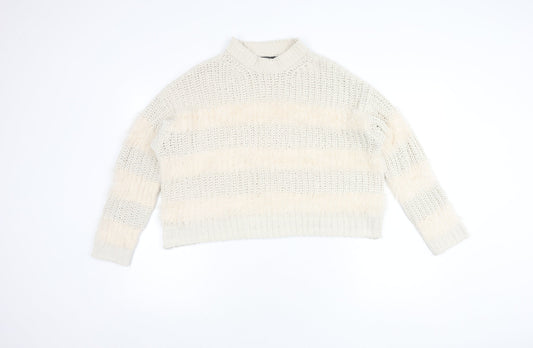 Womens UK Size 2 Bershka Ivory Pullover Jumper