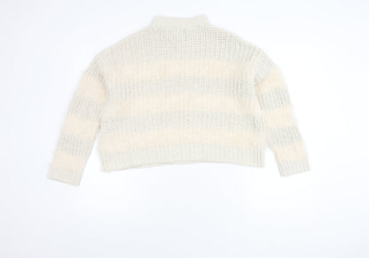 Womens UK Size 2 Bershka Ivory Pullover Jumper