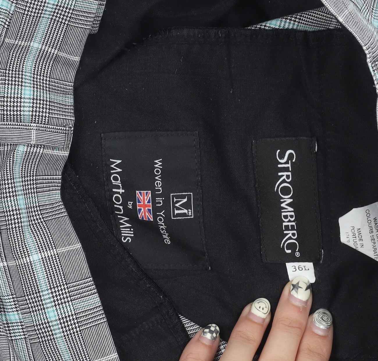 Stromberg Men's Grey Check Trousers 36L Business Style