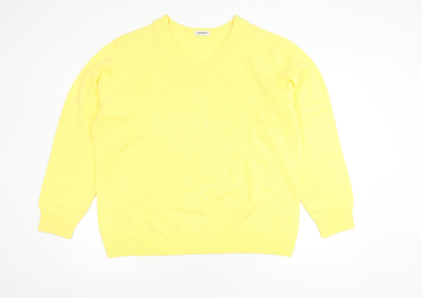 Damart Women's Yellow V-Neck Pullover Jumper XL