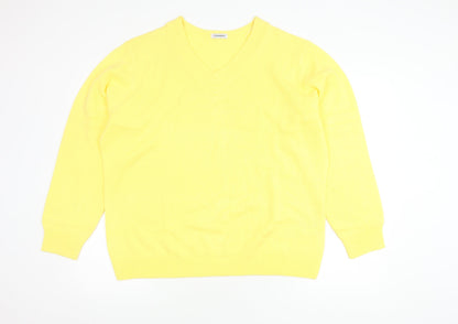 Damart Women's Yellow V-Neck Pullover Jumper XL