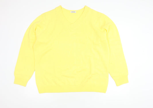 Damart Women's Yellow V-Neck Pullover Jumper XL