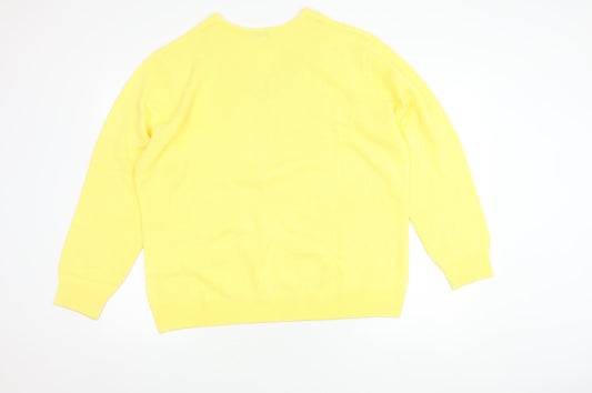 Damart Women's Yellow V-Neck Pullover Jumper XL