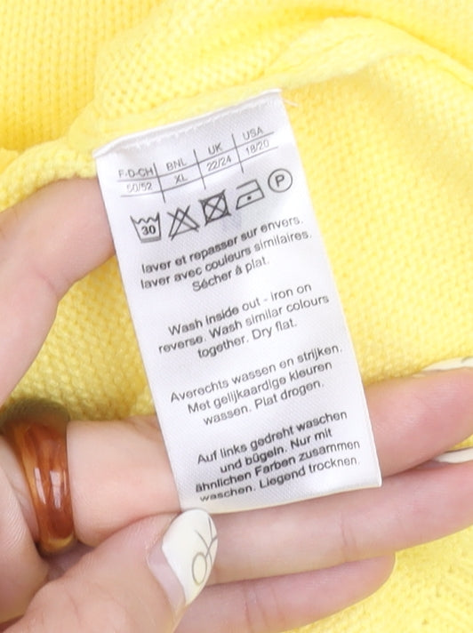 Damart Women's Yellow V-Neck Pullover Jumper XL