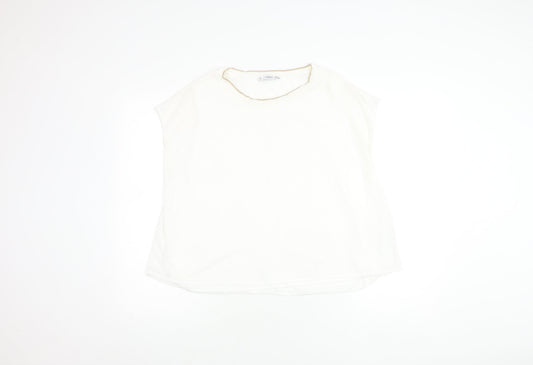 Womens UK Size L Mango Ivory Jersey Blouse