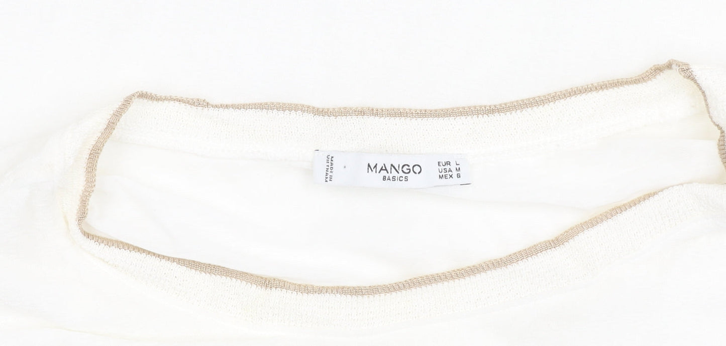 Womens UK Size L Mango Ivory Jersey Blouse